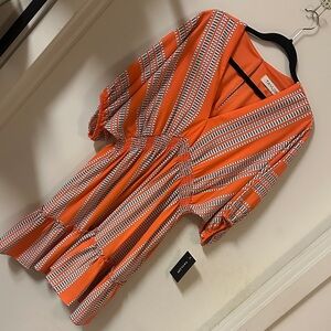 Taylor Orange and White Striped Dress
